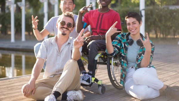 Young people celebrating entrepreneurship mixed race and ability